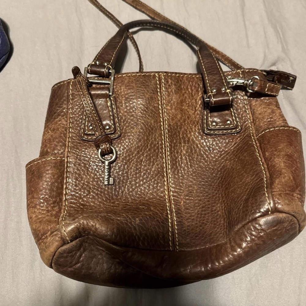 Vintage Fossil Bag Distressed Brown Leather Crossbody